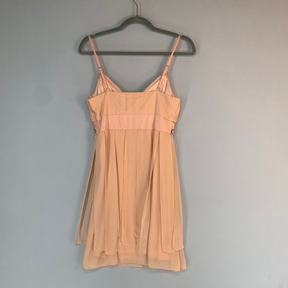 Sue Wong Studios W Beaded Chiffon Empire Waist Cocktail Dress Peach Size 4 - Picture 11 of 12
